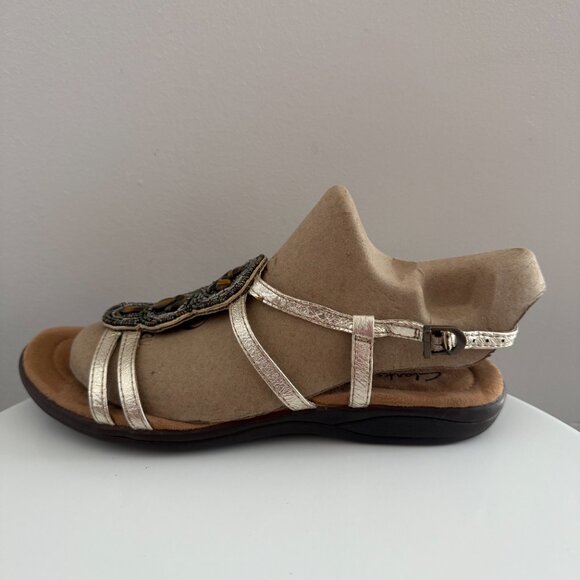 Clarks - Gold - Leather Beaded Sandals - Size 8M - Picture 8 of 11